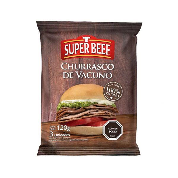 SUPER BEEF CHURRASCO DE VACUNO PACK DE 30 UNIDADES DE 120 GRAMOS