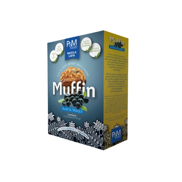 P&M FOODS PREMEZCLA MUFFIN AVENA MAQUI PACK DE 12UNDS DE 280GR