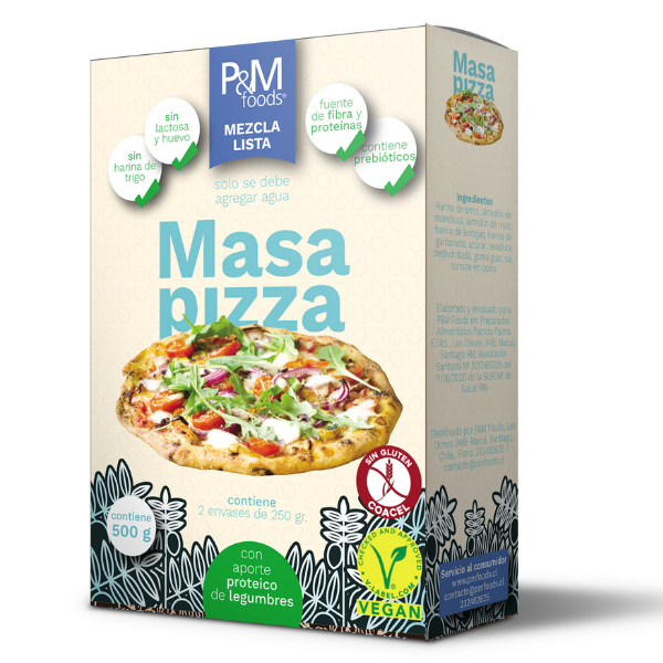 P&M FOODS MIX MASA PIZZA PACK DE 12 UNIDADES DE 500 GRAMOS