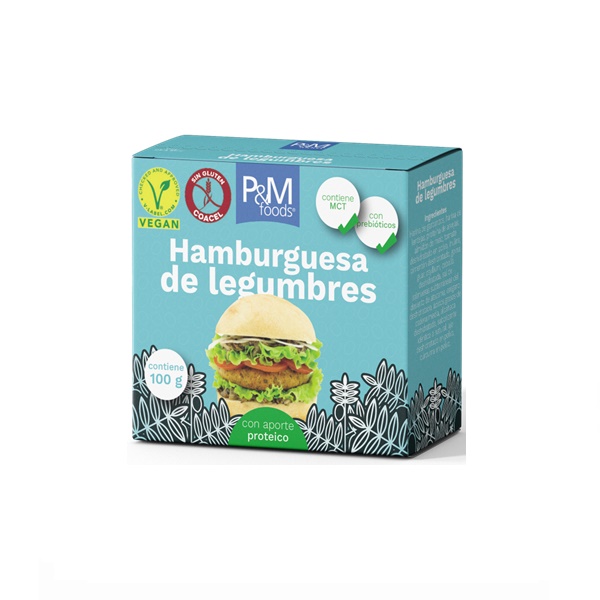P&M FOODS MIX HAMBURGUESAS LEGUMBRES PACK DE 24 CAJAS DE 100G.