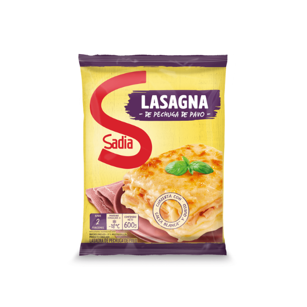 SADIA LASAGNA PECHUGA DE PAVO PACK DE 6 UNIDADES DE 600G.