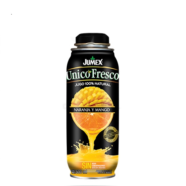 JUMEX ÚNICO FRESCO NARANJA Y MANGO PACK DE 12 LATAS DE 500ML.