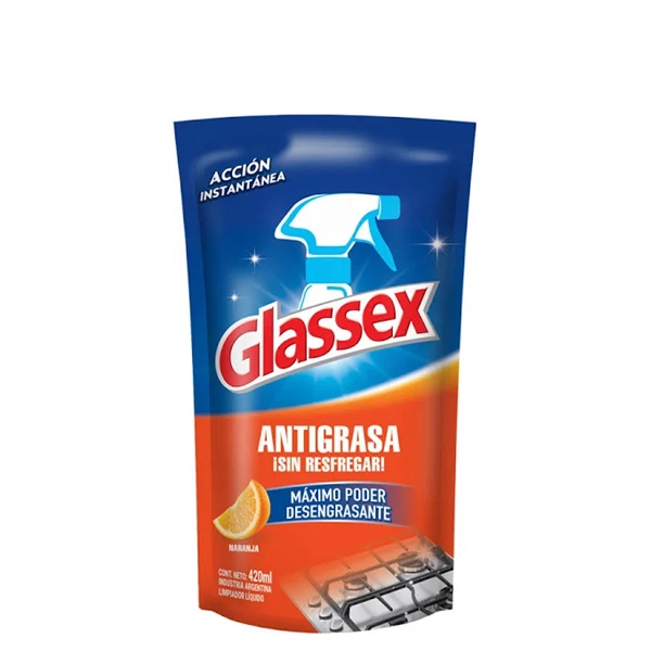 GLASSEX ANTIGRASA DOYPACK NARANJA PACK DE 12 ENVASES DE 420ML