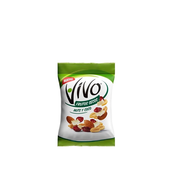 VIVO FRUTOS SECOS NUTS Y COCO PACK DE 25 BOLSAS DE 80G